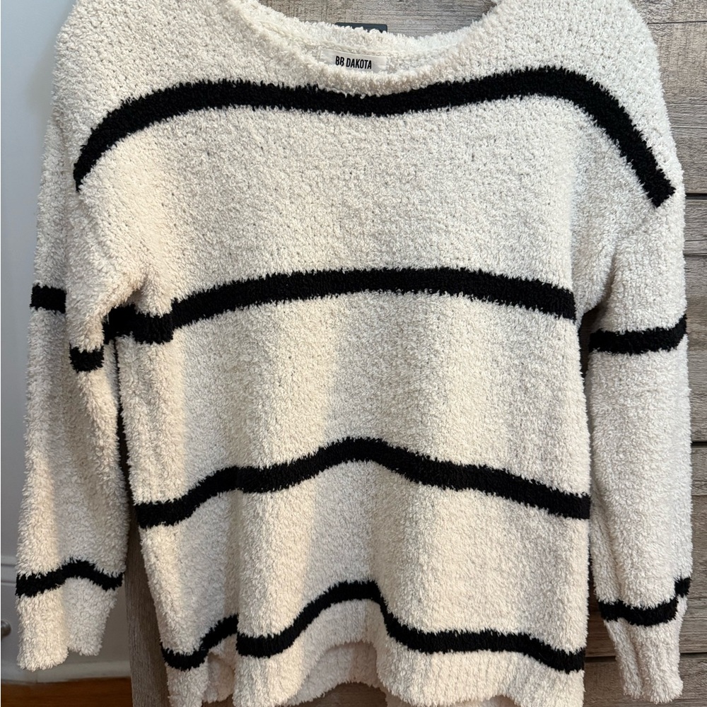 BB Dakota Women's Cozy Striped Sweater - Cream and Black